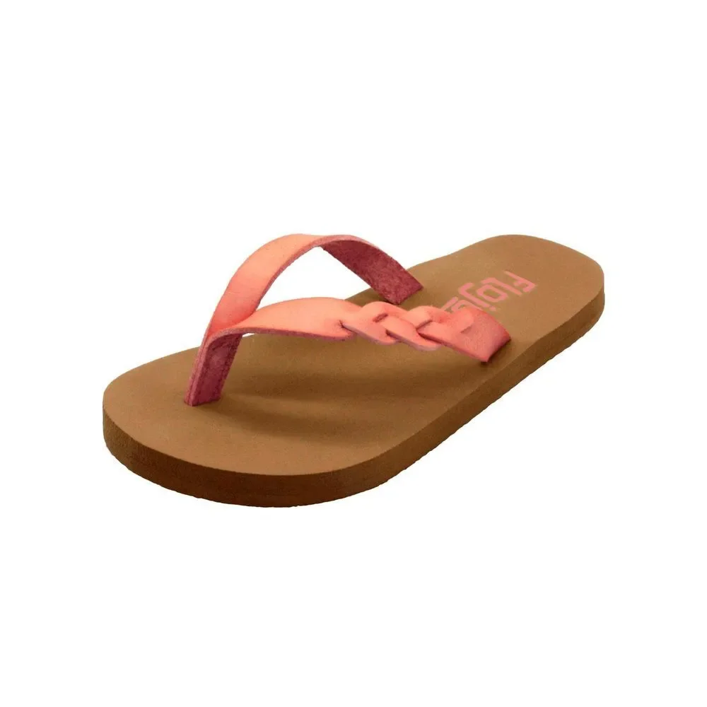 FLOJOS Girls Serenity Flat Sandal, Coral Glitter, 12 Little Kid